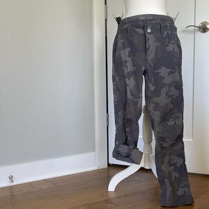 Prana Halle Dark Gray Camouflage Straight Leg Pants